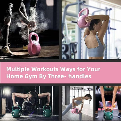 RUNWE 3 Handle Kettlebells Weight - Weight for Women Options 5, 10, 15 and 20 LB for Russian Twists AB Exercise, Weightlifting and Core Fitness Exercise Home Gym Single in Sold