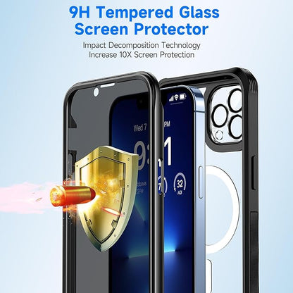 seacosmo Magnetic Case for iPhone 13 Pro, Privacy Screen Protector and Camera Lens Protector, [Military Grade][Full Body Protection], for iPhone 13 Pro Anti-Peep Case, Blue