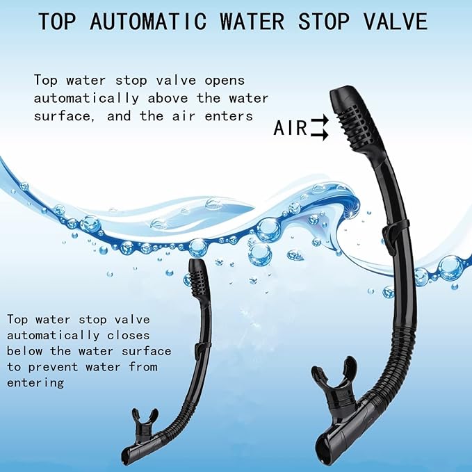 Dry Snorkel Easy Breath Diving Snorkel for Snorkeling Scuba Diving Swimming with Top Dry Valve and Food Grade Silicone Mouthpiece for Adult Youth