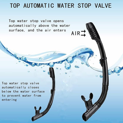 Dry Snorkel Easy Breath Diving Snorkel for Snorkeling Scuba Diving Swimming with Top Dry Valve and Food Grade Silicone Mouthpiece for Adult Youth