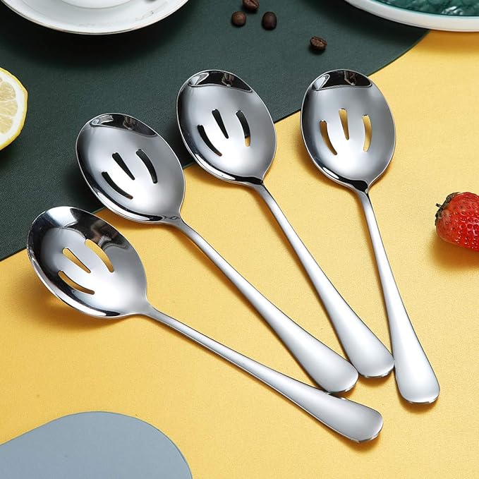 Kyraton 4-Piece Serving Set - Slotted Stainless Steel Spoons, Pack of 4