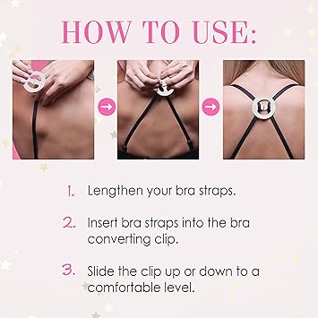 Hollywood Fashion Secrets Bra Converting Clips, Clear, Transform Your Bra Style And Lift, 2 Pack