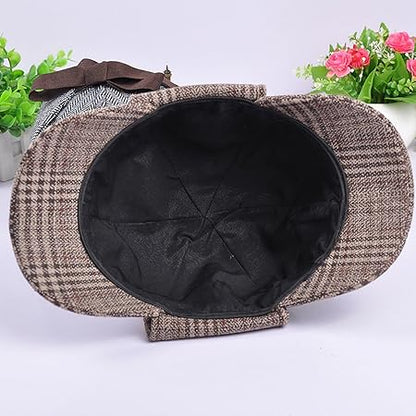 Vintage Plaids Baseball Hat with Double Brims Adjustable Breathable Cotton Hat for Stylish and Practical Wear