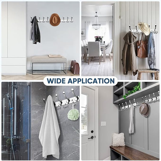 TICONN Wall Mounted Coat Rack, Five Heavy Duty Tri Hooks All Metal Construction for Jacket Coat Hat in Mudroom Entryway (Chrome, 1-Pack)
