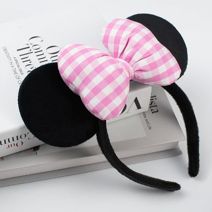 JIAHANG Mouse Ear Headband with 3D Cotton Bow, Velvet Hairband Party Decoration Headwear Hair Accessories for Women Girls