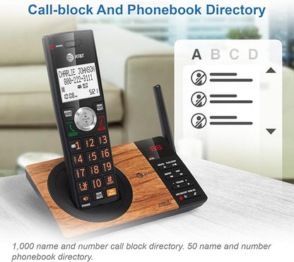 ATT CL80067 Accessory Handset for CL82x07, CL82x57, CL82x67, CL83x07, CL84x07 Series Cordless Phone for Home with Call Blocking, Caller ID Announcer, Intercom, and Long Range, BlackWood Grain Finish