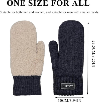 Beurlike Winter Mittens Gloves for Women Warm Fleece Lining Knit Thick Gloves for Cold Weather