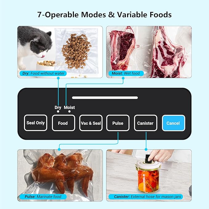 INKBIRD Vacuum Sealer Machine, Food Vacuum Sealers with Roll Storage, MoistDryPulseSealCanister 5-Food Modes with External Vacuum System, Food Vacuum Sealing Machine with Kits, 11.8'' Cutter