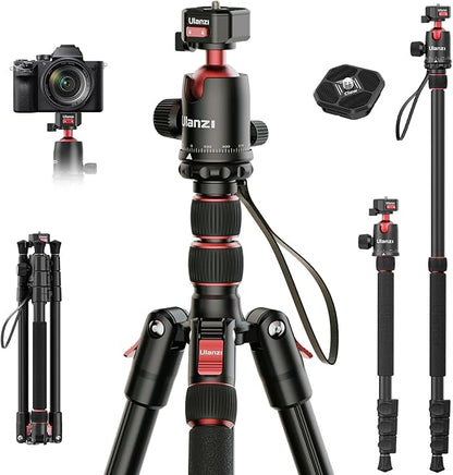 ULANZI TT31 - Quick release camera tripod with claw, folding aluminum tripod and monopod, detachable 360 ball head and QR plate with reversible legs of 180, payload of 33