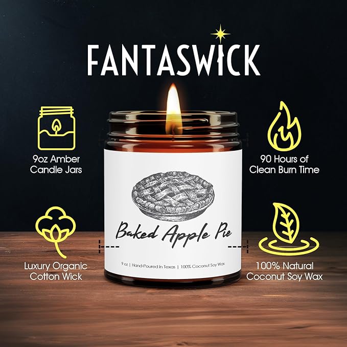 Fall Candle | 100% Natural Coconut Soy Wax | 9oz | Baked Apple Pie