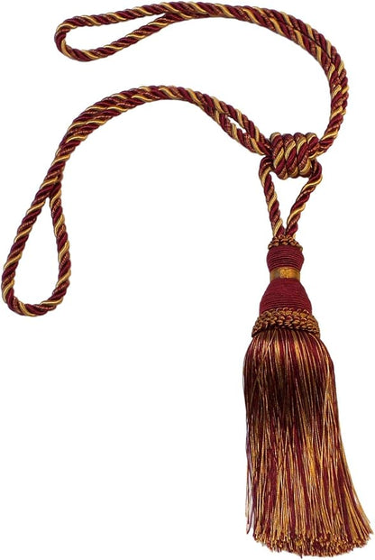 Noblesse Collection Elegant Curtain & Drapery Tassel Tieback Tassel Length 8" (20cm) 30" Spread (76cm) (Style# TBH8) Burgundy Gold Red #1253 (Carmine Red Yellow Gold)