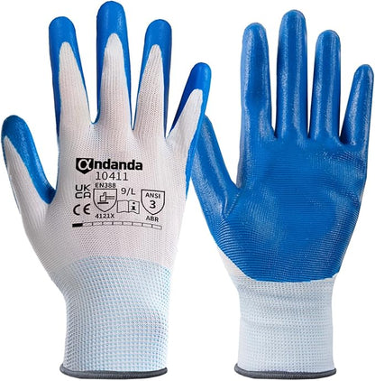 ANDANDA Safety Work Gloves, Seamless Knit Work Glove with Nitrile Rubber Coated on Palm  Fingers for Men  Women, Garden