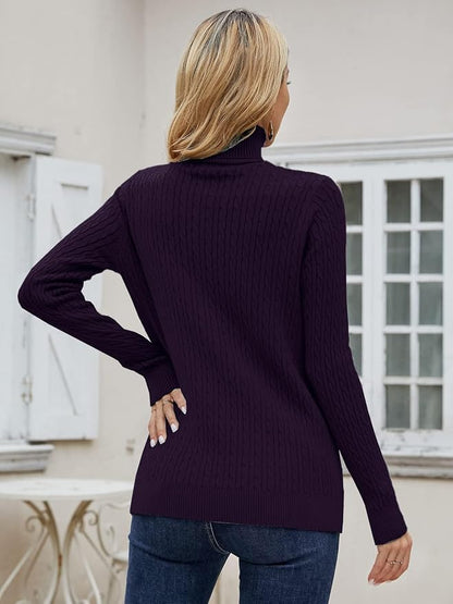 XL SANGTREE Women's Cable Knit Sweater Long Sleeve Turtleneck Tops | Unmatched Softness| Lightweight Comfort| Rib Knit Cuffs| All Season Versatility?| Suitable for Various Combination