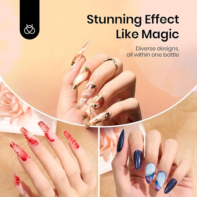 Beetles Blooming Gel 15ml Clear Uv Led Blossom Gel Polish for Spreading Effect Marble Natural Stone Watercolor Floral Print Soak off Diy Nail Art Design Manicure Gift for Women