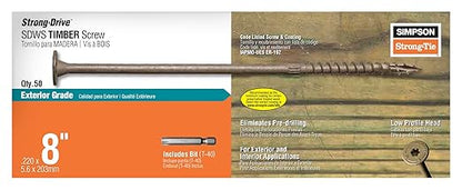 Simpson Strong-Tie SDWS22800DB-R50 Strong-Drive SDWS Timber Screw (Exterior Grade) — 0.220 in. x 8 in. T40, Tan (50-Qty)
