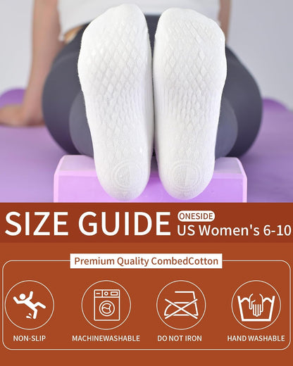 Women’s Non Slip Pilates Socks with Ruffle Pleated & Straight Ribbed Double Cuff, Grip Socks for Yoga, Barre, Dance. ( 3 Pairs )