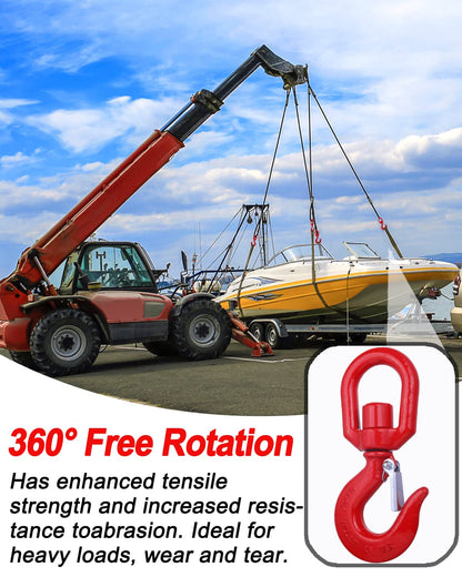 3 Ton Swivel Lifting Hook Heavy Duty, Round Rotating Hook with Safety Latch, High Quality Alloy Steel Resistant Corrosion for Lifting Chains Port Transportation Factory 3T