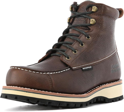Men’s Outdoor Boots, Moc Toe Wedge Sole, Nubuck Leather, Oil & Slip Resistant, EH Safety Work Boots