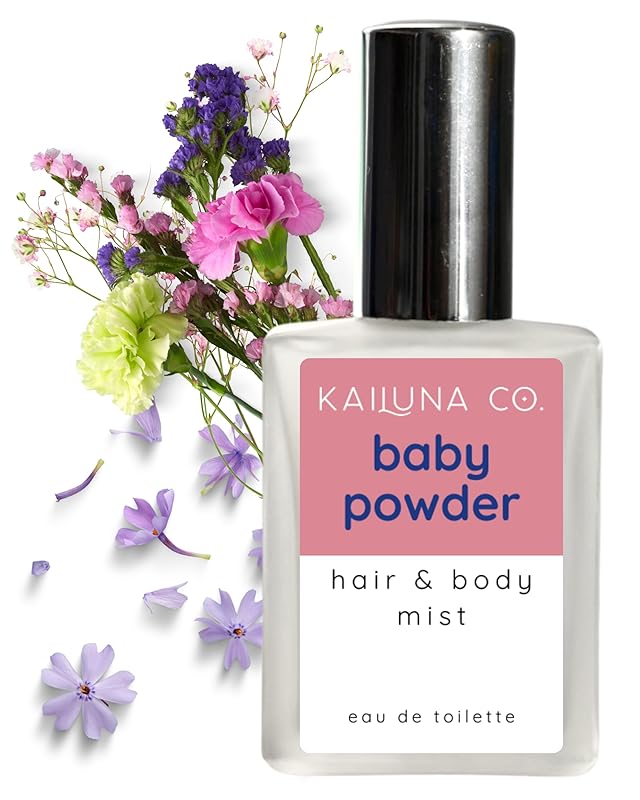 Baby Powder Natural Hair  Body Mist Spray, Pure Essential and Fragrance Oils, Alcohol-Free, Handmade in California, 0.5Fl Oz