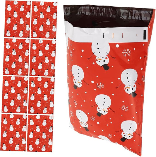 100Pcs Christmas Snowman Design Shipping Bags Self Sealing Poly Mailers Thick Holiday Parcel Bags for Envelopes for Christmas Mailing