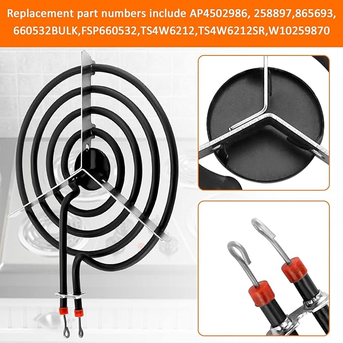 2025 Upgraded660532 6-inch MP15YA Electric Range Surface Burner Coil Element 1500W 4 Turns by Romalon Fit for Whirlpool Range Cooktop Surface Elements Replaces AP6010189,PS11743366,EAP11743366,3319