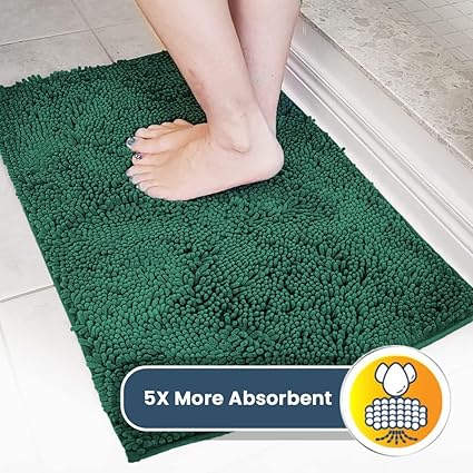 Muddy Mat Shown on TV  Super Absorbent Microfiber Dog Door Mat for Muddy Paws, Non-Slip Washable Pet Rug, Quick Dry Chenille Entryway Carpet, Machine Washable Indoor Outdoor mat, Dark Green 60"x48"