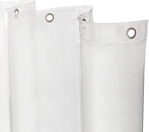 Kenney MB61160 Microban Protected Medium Weight 4.8 Gauge Waterproof PEVA Shower Curtain Liner with Rust-Resistant Metal Grommets and Weighted Magnetic Hem for Bathroom, 70" W x 72" H, Clear, 1-Pack
