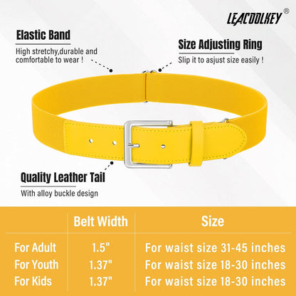 LEACOOLKEY Baseball Belt and Socks Combo Set Adjustable Softball Socks and Elastic Belt for Youth and Adult