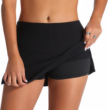 Womens Black Mini Skirt High Waist High Slit Sexy Bodycon Mini Skirt 0290