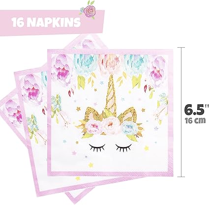 Unicorn Plates and Napkins, 16 Serves