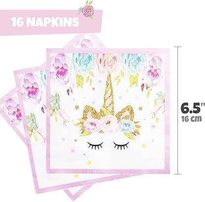 Unicorn Plates and Napkins, 16 Serves