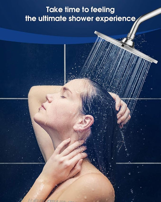 Large Shower Head VMASSTONE 9In High Pressure Showerhead - Tool Free Installation- with Large Spray Surfaces and 200 Nozzles for Delicate and Unstimulate Shower Experience (EM-001 ChromeDark Grey)