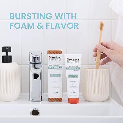 Himalaya Botanique Whitening  Hydroxyapatite Toothpaste for Whiter Teeth  Fresher Breath with Hydroxyapatite Support  Mint Flavor, Fluoride-Free, SLS Free,  Vegan, 4.0 oz (113g)...