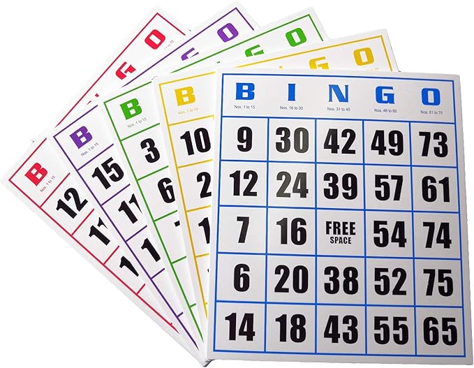 Yuanhe Jumbo Bingo Game Cards - 50 Pack Easy Read Bingo Set for Kids Party, School, Family Gathering, Casino Trip