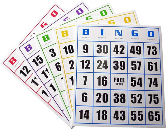 Yuanhe Jumbo Bingo Game Cards - 50 Pack Easy Read Bingo Set for Kids Party, School, Family Gathering, Casino Trip