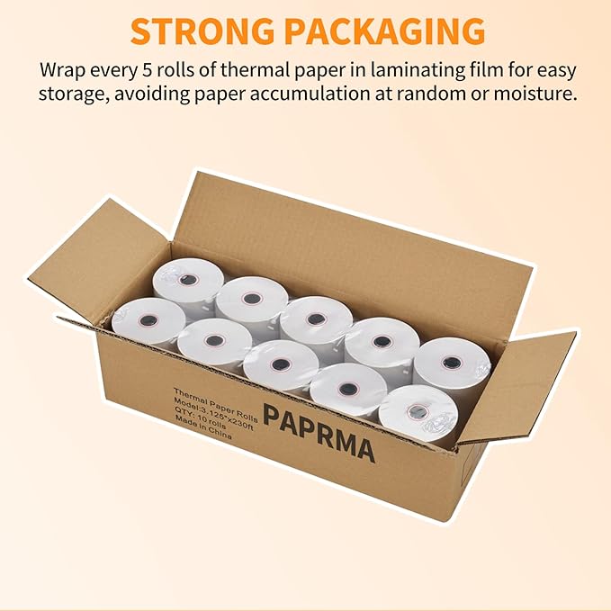 3 1/8'' x 230ft' Thermal Paper Receipt 10 Rolls, Receipt Paper POS Cash Register Paper for Credit Card Machine Square Terminal Printer
