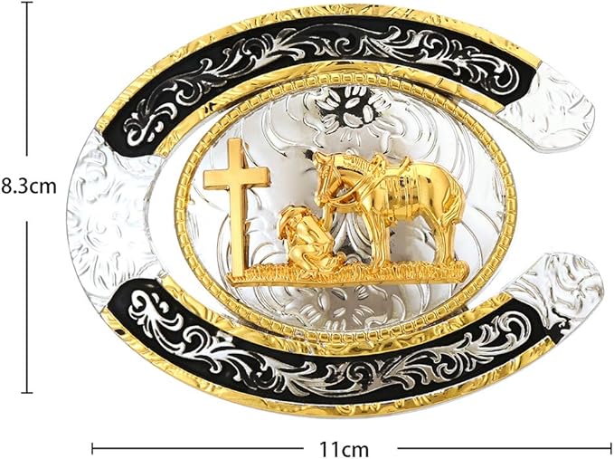 Man's Western Belt Buckle Cowboy Rodeo Gold Belt Buckle for Men and Women