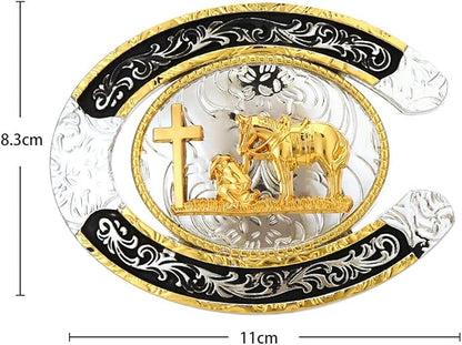 Man's Western Belt Buckle Cowboy Rodeo Gold Belt Buckle for Men and Women