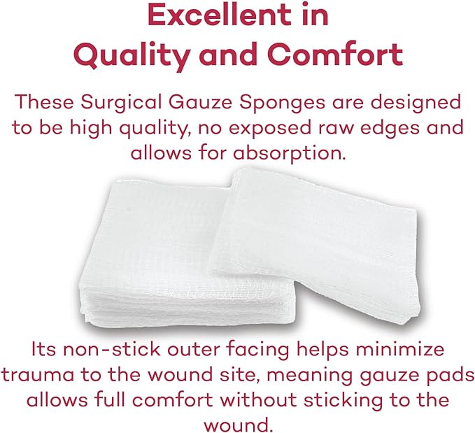 Dealmed 2" x 2" Surgical Sponges, 8-Ply, Non-Woven Absorbent Gauze Sponges for Wound Care, First Aid Kits and Medical Facilities, 200 Count (Pack of 1)