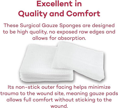 Dealmed 2" x 2" Surgical Sponges, 8-Ply, Non-Woven Absorbent Gauze Sponges for Wound Care, First Aid Kits and Medical Facilities, 200 Count (Pack of 1)