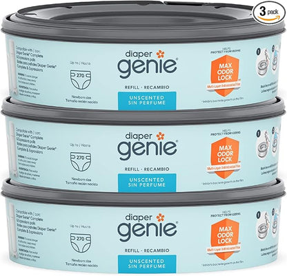 Diaper Genie Bags Refills 270 Count (Pack of 3) with Max Odor Lock | Holds Up to 810 Newborn Diapers