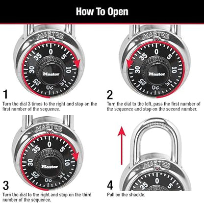 Master Lock 1500T Locker Lock Combination Padlock, 2 Pack, Black