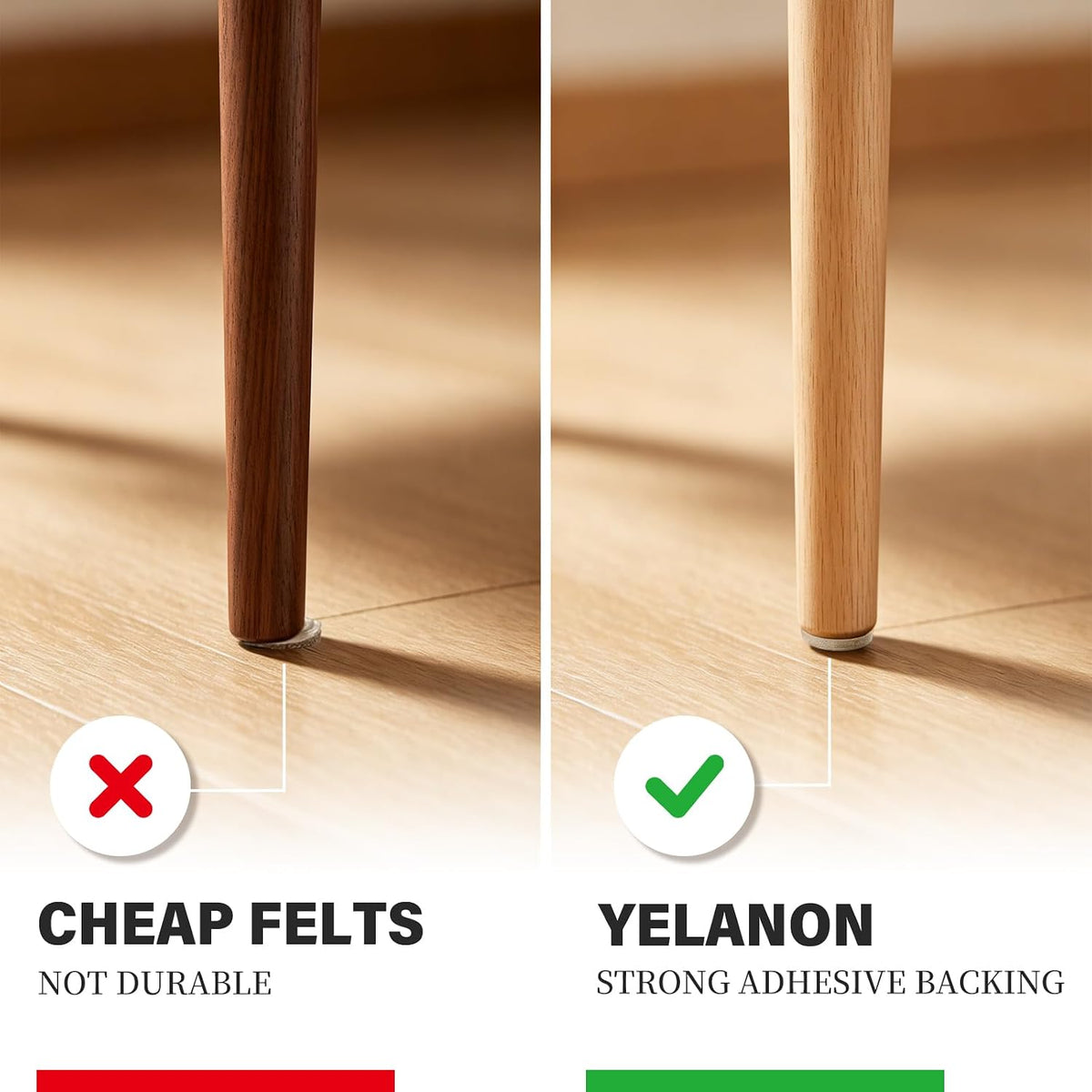 Felt Furniture Pads 216 Pcs for Hardwood Floors Brown/Beige Protect chairs, tables, and furniture legs from scratches. Easy stick, no tools, silent glide on all floors.