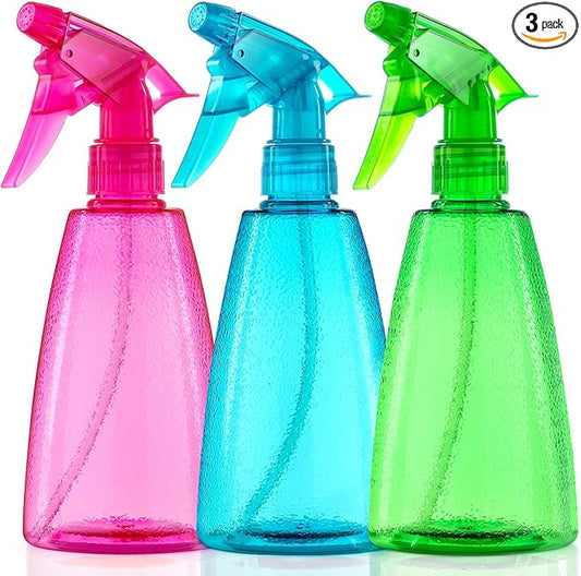 Spray Bottles 3-Pack, 16 Oz, Mist & Stream, Plastic Water Spray Bottle for Hair, Essential Oils, Plants, Cleaning Solutions, BBQ, Cat Dog Correction Behavior - Leak Proof - Empty Spray Bottles
