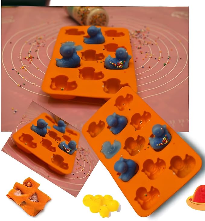 Duck Silicone Mold (11 Cavity) - 3D Candy, Bite-Size Treats, Funny Ice Pops - Food-Grade, Easy-Release, Freezer Safe
