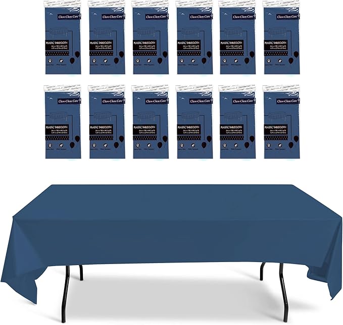 Chow-Chow Care Premium Heavy Duty Disposable Peva Table Covers - 12 Pack Set - 54x108 Inches - Navy Blue - Ideal for Parties, Banquets, and Celebrations