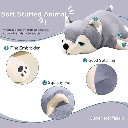 30" Weighted Stuffed Animals Giant Weighted Pillow Toy for Kids  Adults, Soft and Huggable Husky Plush Gift for Boys  Girls 5 lbs Large Stuffed Dog Toys
