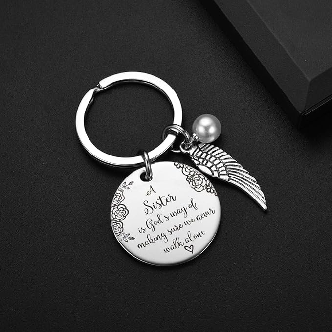 UOIPENGYI Sister Keychain - A Sister is God's Way of Making Sure We Never Walk Alone Friends Sister Keychain Gifts for Sister