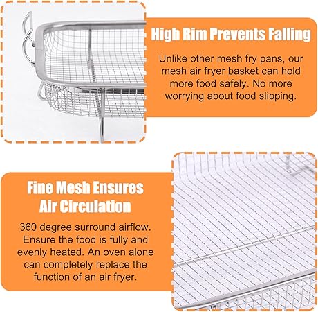 Eyourlife Air Fryer Basket for Oven 12.8" x 9.6", Stainless Steel Crisper Tray  Basket Set for Cooking, Baking  Broiling  Non-Stick, Easy to Clean, 360 Airflow for Even Crispiness