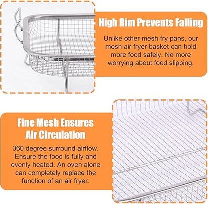 Eyourlife Air Fryer Basket for Oven 12.8" x 9.6", Stainless Steel Crisper Tray  Basket Set for Cooking, Baking  Broiling  Non-Stick, Easy to Clean, 360 Airflow for Even Crispiness